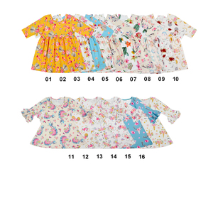 Robe basique à manches longues personnalisable par impression numérique, vêtements pour bébé smockés, robe florale et à grandes volants pour bébé fille, hiver - Product Image 1