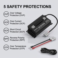 Chargeur de batterie LiFePO4 29,2 V (24 V) 20 A, charge rapide, activation de la batterie à 0 V, haute efficacité pour batterie LIPO 24 V 100 Ah 200 Ah