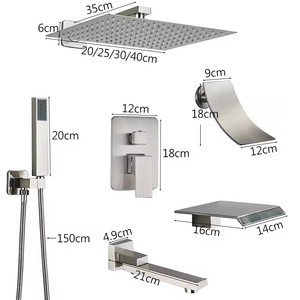 Sistema de Ducha de Lluvia Montado en Pared de Níquel Cepillado con Ducha de Lluvia y Ducha de Mano, Set de Baño Personalizable, Venta al por Mayor con Entrega Rápida - Product Image 6