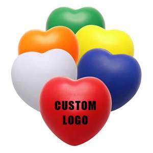 Balle anti-stress en forme de cœur personnalisée - Balle anti-stress en mousse PU souple pour cadeau promotionnel et relaxation - Product Image 1