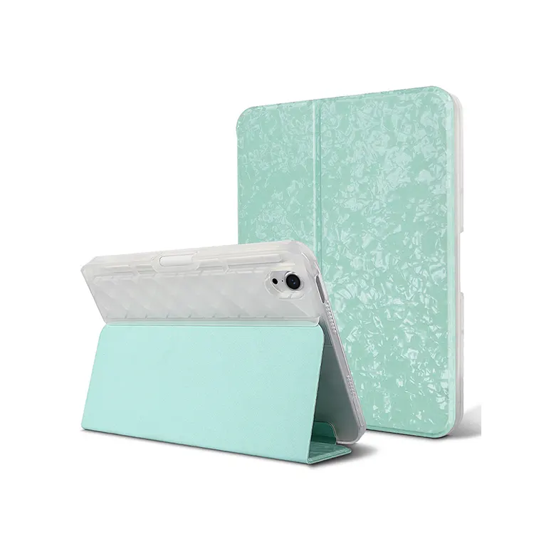 [Smart Cover] Funda transparente de cuero con textura de carcasa plegable a prueba de golpes para iPad cover mini 6