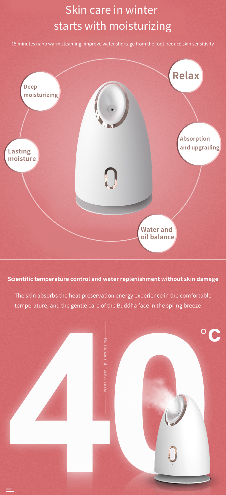 Spa Sauna Skin Care Face Facial Moisturizing Humidifier Ionic Nano Hot Warm Heating Mist Sprayer Steaming Steam Steamer