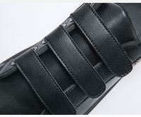 Chaussures basses décontractées en cuir PU noir pour hommes, fermeture à scratch, confortables, antidérapantes, plates, pour la marche quotidienne, l'école, le travail