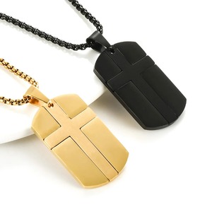 Colliers pendentifs en acier inoxydable en forme de croix pour hommes et femmes, style hip-hop, punk rock, bijoux religieux avec prière du Seigneur - Product Image 5