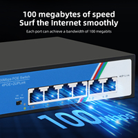 Tshield ZX-G0402FNC Switch PoE No Administrado de 4+2 Puertos y 100Mbps, 1.2Gbps, Montaje en Escritorio/Pared, Plug and Play para Redes IP