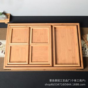 Solid Wood Multi Compartment <b>Tea</b> <b>Tray</b> With Dividers For Home Use Serving <b>Trays</b> - Product Image 2