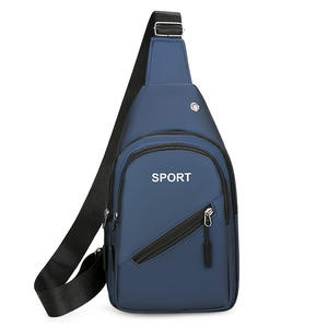 Nouveau Sac de Poitrine Homme Couleur Unie Bleu Foncé Imperméable avec Poche Zippée Printemps 2026 - Product Image 1
