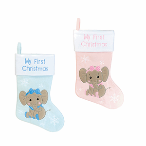 Bas de Noël en polyester rose et bleu <span class=keywords><strong>HCD</strong></span> avec broderie d'éléphant pour décorations de maison de vacances - Product Image 1