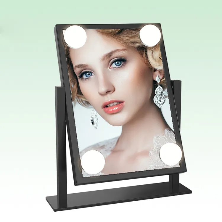 4 LED مرآة مكياج مزودة بإضاءة الغرور هوليوود نمط مرآة مرآة لمستحضرات التجميل مع الصمام باهتة لمبة أضواء