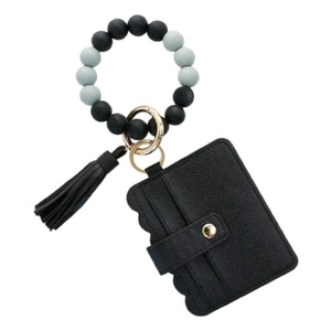 Di design di lusso Mini bracciale in pelle con perline portacarte portachiavi da polso portafoglio bracciale con perline da donna - Product Image 5