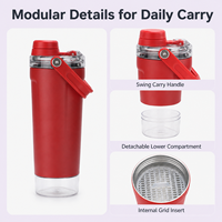Bouteille d'eau isotherme personnalisable en acier inoxydable 16 oz, intérieur 304, extérieur 201, anti-fuite, couvercle transparent, infuseur à thé, facile à transporter