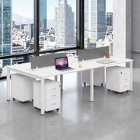 Meubles de bureau modulaires simples et modernes pour 4 à 6 personnes, panneau de séparation de bureau, combinaison chaise et bureau en bois