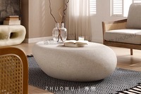 Table basse ovale moderne en verre et marbre, style nordique, crème, minimaliste, luxueuse et discrète, pour salon, ensemble de thé