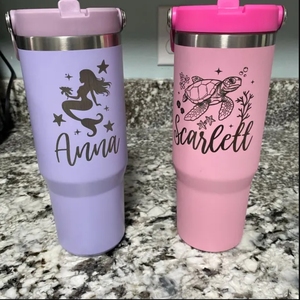 Bouteille d'eau isotherme en acier inoxydable avec logo personnalisé, 30oz/20oz, avec paille réutilisable, maintien thermique 12-24 heures pour le camping - Product Image 5