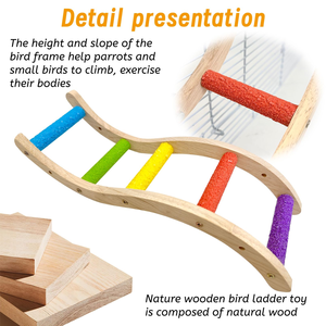 Jouet à gratter et escalade en bois naturel pour perroquet, échelle et perchoir pour perruche, calopsite, agapornis - Product Image 4