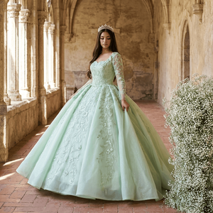 Lsany217 Green Quinceanera Dresses Ball Gown <b>Sweet</b> 16 Vestidos De 15 Anos Applique Lace Tulle Birthday Jancember - Product Image 1