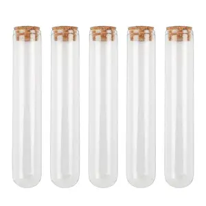 25pcs 45ml Tubes à essai en verre 25x140mm avec bouchons en liège pour le stockage des bonbons au sel de bain Science Lab Party