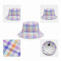 Chapeau Bob Personnalisé 2026 – Motif Écossais Multicolore Tissé – Tissu Coton Premium – Chapeau de Soleil Amincissant le Visage – Marque Personnalisée Fournisseur