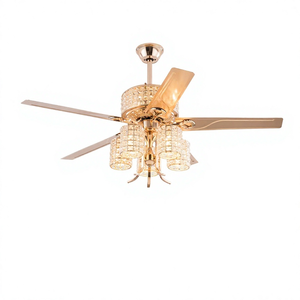 Ventilateur de plafond en cristal de luxe, 5 pales, lumière LED, télécommande, style traditionnel, lustre pour salon, moteur AC 220V - Product Image 1