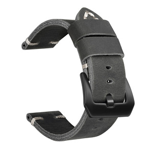 Tali Jam Tangan Kulit Crazy Horse Premium Vintage, Tali Kulit Asli Berkualitas Tinggi Buatan Tangan, Sabuk Pengganti Tebal dan Kokoh untuk Pria - Product Image 3