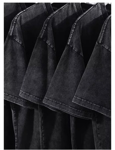 Nhỏ Moq 220G Rửa Đau Khổ 100% Cotton Retro <span class=keywords><strong>T</strong></span>-Shirt Vai Nhỏ Ngắn Tay Nặng Vải Dệ<span class=keywords><strong>t</strong></span> Kim Dịch Vụ <span class=keywords><strong>T</strong></span>ố<span class=keywords><strong>t</strong></span> - Product Image 2