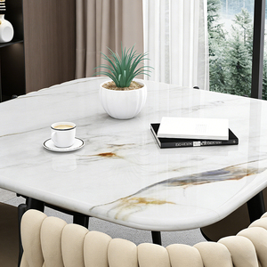 Juego <span class=keywords><strong>de</strong></span> Mesa <span class=keywords><strong>de</strong></span> <span class=keywords><strong>Comedor</strong></span> Rectangular Moderna con Estructura Metálica Convertible y <span class=keywords><strong>4</strong></span> <span class=keywords><strong>Sillas</strong></span> para Hogar, Hotel o Restaurante - Product Image 6