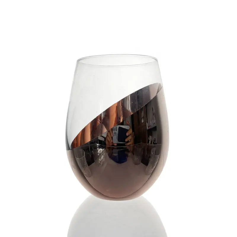 Metallic Modern Rose Gold Copper Stemless Wine Glass custom design