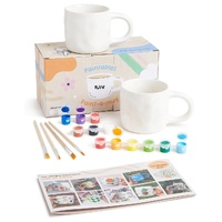 Pintables Pinta tu propio Kit de tazas Kit de pintura de cerámica para adultos con tazas Pinceles de pintura y guía de inspiración de pintura