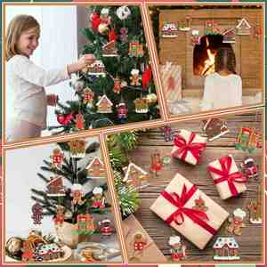 Décoration de maison de vacances, cadeau de Noël unique, pendentif en résine durable en forme de sapin de Noël et de pain d'épices - Product Image 3