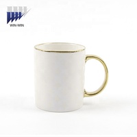 Vente chaude nouvelle conception entièrement personnalisée tasse à café en céramique écologique pour l'impression bonne poignée pleine or