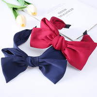 Bandeau large en satin pour femme avec grand nœud, bandeau à nœud papillon couleur unie vintage, accessoires de mode pour cheveux, personnalisation possible