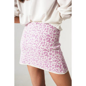 Minigonna leggera in maglia con stampa animalier lilla - Product Image 5