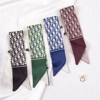 % 100% İpek sıska eşarp orman tavşan Inspired baskılı çanta kolu Hairband şerit aksesuarları turuncu bej ipek kravat eşarp