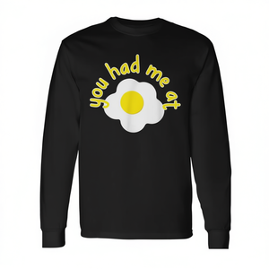 T-shirt à manches longues avec motif œufs frits You Had Me At Yolk, imprimé graphique amusant, col rond unisexe, vêtements pour adultes - Product Image 2
