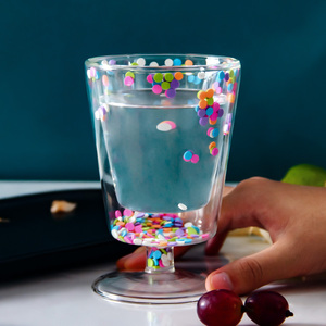 Romantico amorevole tazze dolci regalo per <span class=keywords><strong>san</strong></span> <span class=keywords><strong>valentino</strong></span> doppia parete tazze di vetro con puntini e stelle otturazioni caffè latte bicchieri di vino - Product Image 5