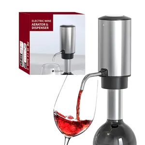 Aerator anggur elektrik otomatis Stainless Steel, Dispenser penuang anggur listrik logam
