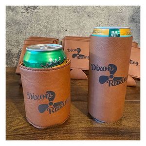 Manchons isothermes pliables personnalisés en similicuir PU pour canettes, supports pour canettes, refroidisseurs de boissons, cadeaux de mariage - Product Image 1