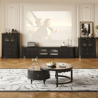 Meubles TV longs contemporains en bois, meuble TV de rangement durable, meuble TV de luxe moderne pour salon, ensemble table basse