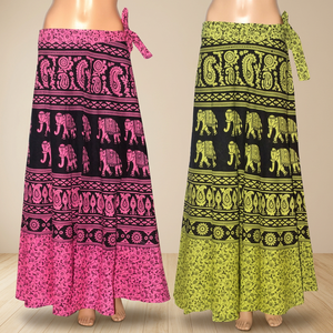 Women's Traditional Rajasthani Jaipuri Floor-Length Corduroy A-Line <b>Skirt</b> Animal Print <b>Elastic</b> Waist Casual Style Multicolour - Product Image 2