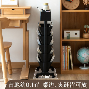 Office Organizer Storage Rack With Wheels Black Multi Layer Portable Bookshelf For Classroom Desk Use - Product Image 3
