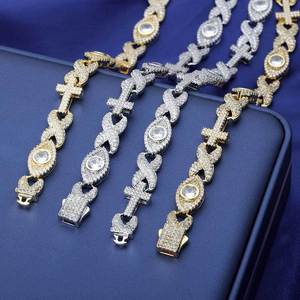 Statement Urban Streetwear GRA Moissanite Hamsa Eye Cross Cuban Bracelets S925 Silver 18K Gold Plated Iced Bezel <b>Set</b> Unisex - Product Image 5
