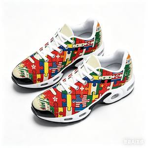 Baskets personnalisées style <span class=keywords><strong>TN</strong></span> à coussin d'air, imprimé puzzle drapeaux du monde, chaussures de course en maille, chaussures décontractées personnalisées pour hommes <span class=keywords><strong>et</strong></span> femmes - Product Image 6