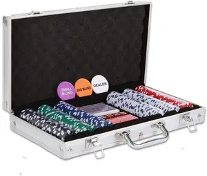 Hard Casino Poker Chip Case Professional Metal Aluminum Travel Box Texas Hold Em Blackjack Gambling Box