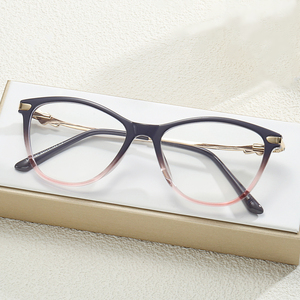 <span class=keywords><strong>Gafas</strong></span> <span class=keywords><strong>graduadas</strong></span> para mujer Monturas ópticas y lentes Filtro <span class=keywords><strong>de</strong></span> luz azul Bisagra <span class=keywords><strong>de</strong></span> resorte Marrón TR90 Cateye Metal Gold Crystal 2025 - Product Image 4