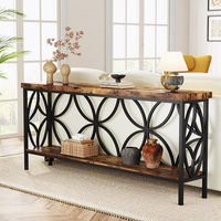 Meuble d'entrée en pin massif, table d'appoint décorative vintage pour salon, style Wabi-Sabi minimaliste, pour la décoration derrière le canapé