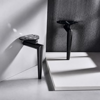 Pieds de canapé contemporains en fer noir avec plaque supérieure ovale pour canapé et fauteuil