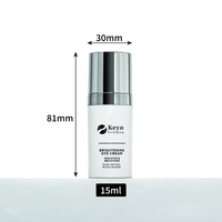 Flacon pompe sans air Keyo 30 ml, personnalisable 15 ml 50 ml, flacon pompe sans air en plastique avec bouchon à vis argenté, emballage portable pour soins de la peau