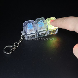 High-transparency Luminous Plastic Square Stress-relief Toy <b>Mechanical</b> <b>Keyboard</b> Keychain with 4-Key Button Cap - Product Image 2