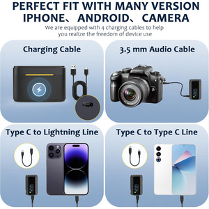 ไมโครโฟนไร้สายพร้อมกล่องใส่การ์ด TF เกรดมืออาชีพพร้อมไฟ LED เคสชาร์จ - Product Image 4