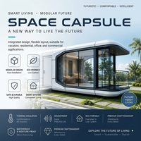 Capsule spatiale la plus vendue avec mobilier, insonorisée, étanche, ignifuge, 20 pieds, 40 pieds, capsule spatiale préfabriquée moderne en conteneur
